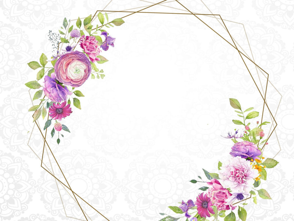 Elegant Floral Circular Wallpaper with Gold Lines and Vibrant Colors