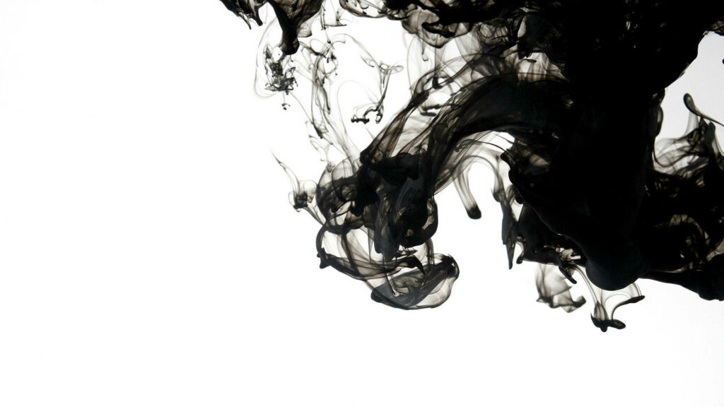 Ink Dissolution Symphony: Captivating HD Design Elegantly Unfolding on a White Canvas Wallpaper