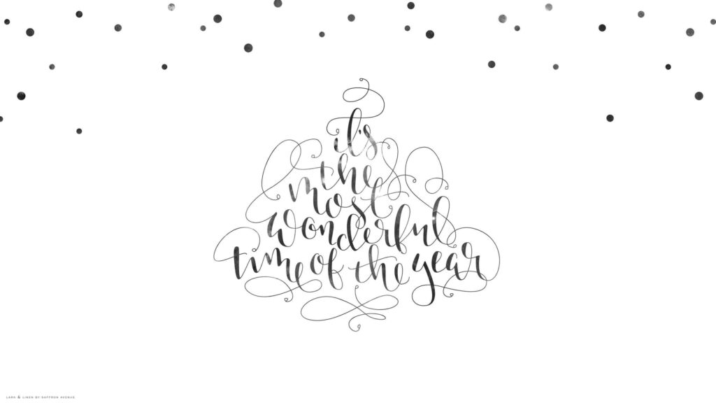 Elegant Cursive Christmas Tree Wallpaper for a Festive Home