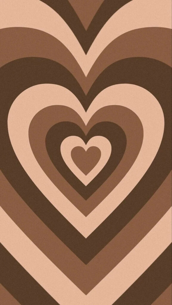 Elegant Dark Brown & Beige Heart Pattern Wallpaper Background