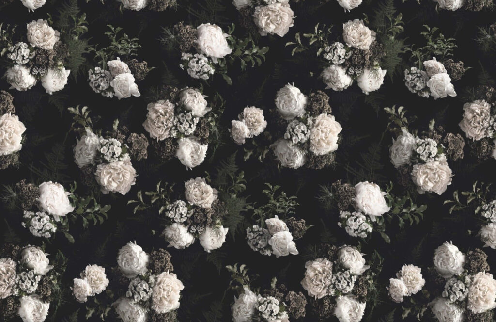 Elegant Dark Floral Wallpaper: Sophisticated Blooms on Moody Background