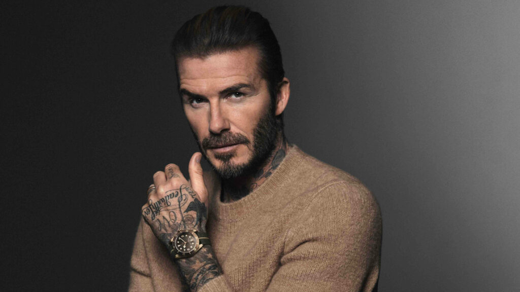 Elegant David Beckham Portrait: Tudor Ambassador in Chic Wallpaper