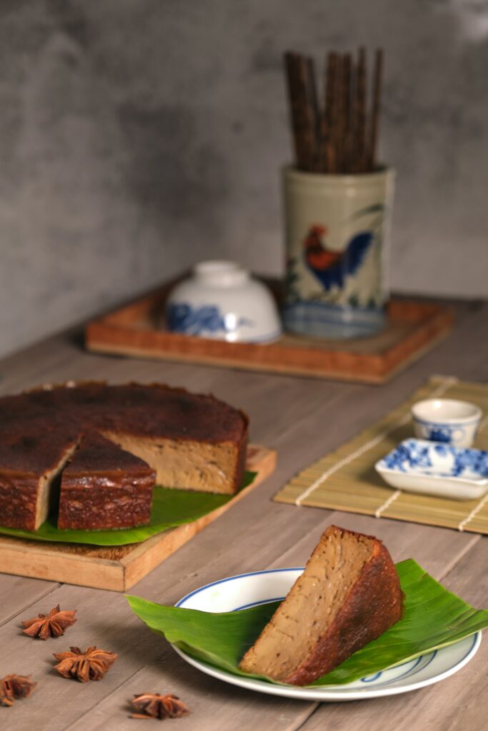 Elegant Dessert Cake Wallpaper: Rustic Table Setting with Star Anise