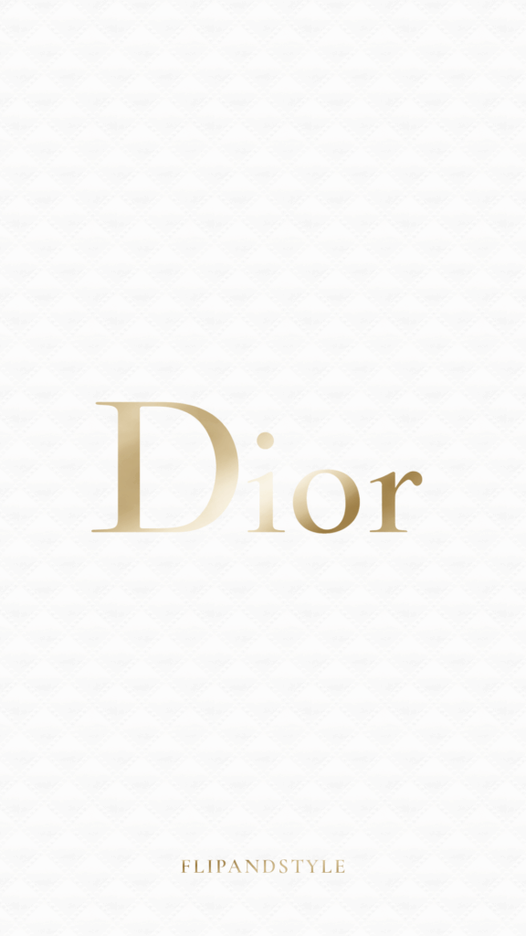 Elegant Dior wallpaper with gold gradient logo on soft white quilted background for luxury fans