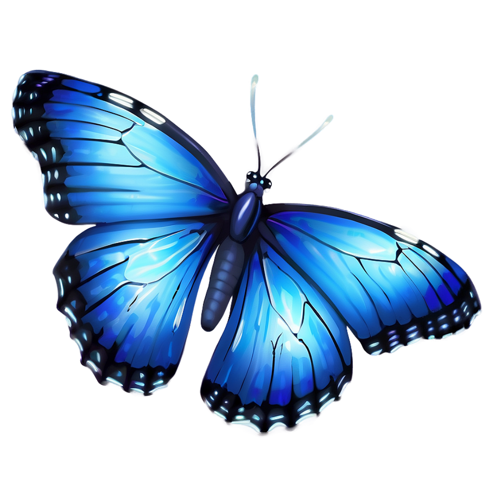 Ethereal Blue Butterfly Digital Art | Elegant Wallpaper Background