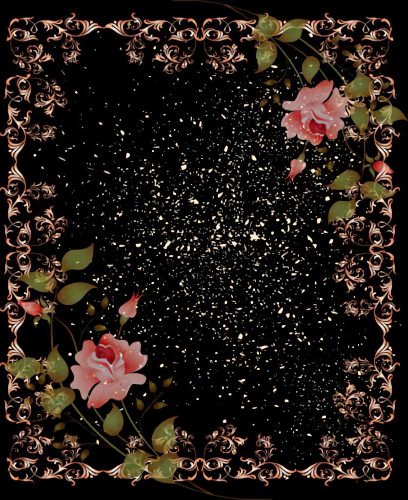 Elegant Floral Frame Wallpaper on Black - Luxurious Design