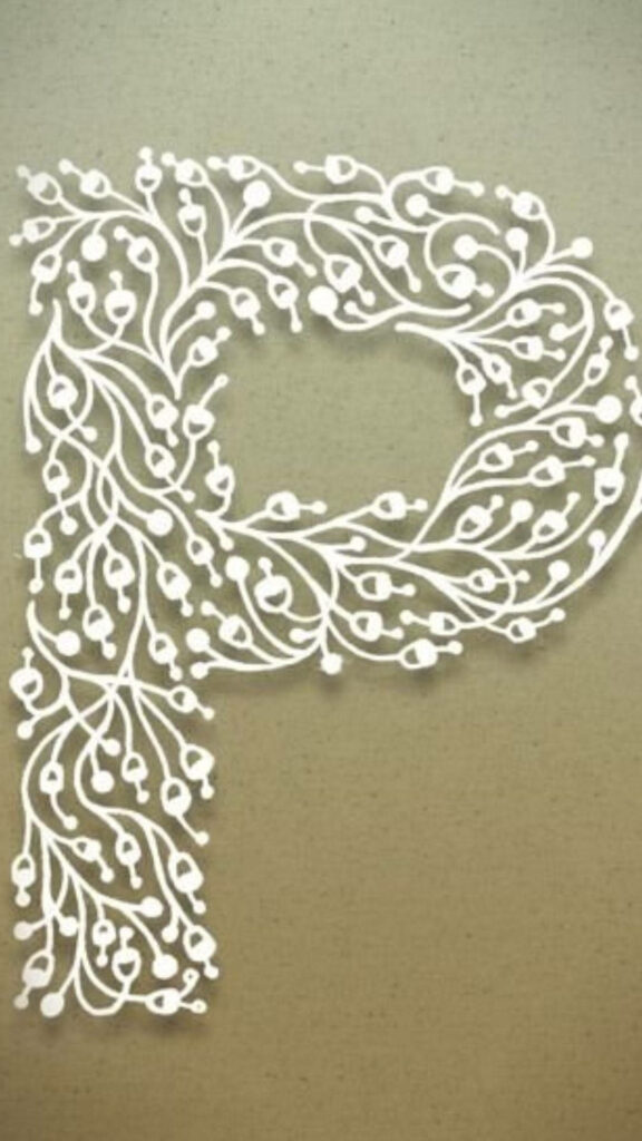 Elegant Floral Letter P Wallpaper on Neutral Background