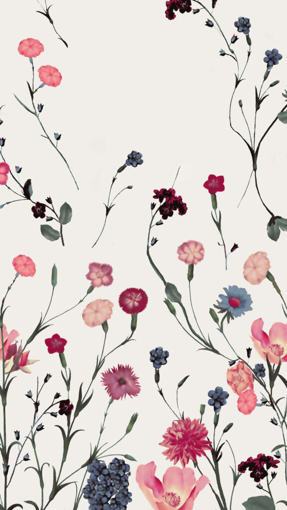 Elegant Floral Wallpaper: Colorful Flowers on Light Background