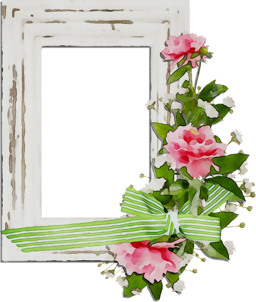Rustic Wooden Frame Floral Wallpaper with Pink Roses & Green Leaves