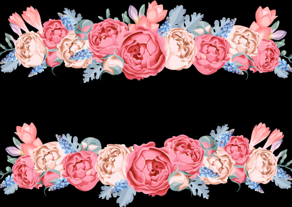 Elegant Floral Wallpaper: Vibrant Roses & Peonies on Black Background