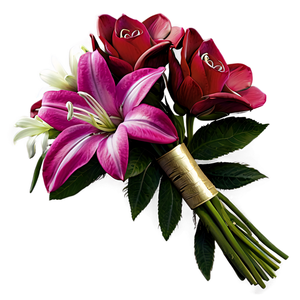 Vibrant Flower Bouquet Wallpaper: Red Roses & Pink Lily Background
