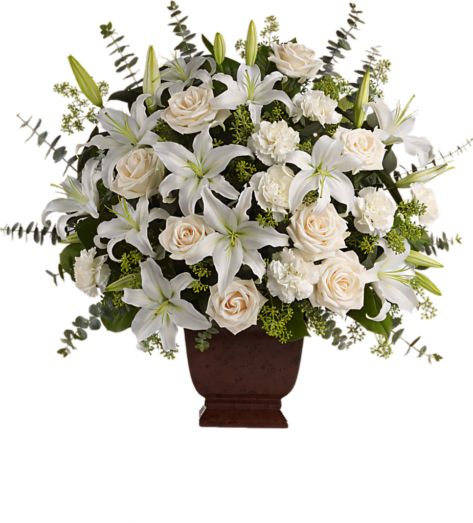 Elegant Floral Wallpaper: White Lilies & Roses with Lush Greenery
