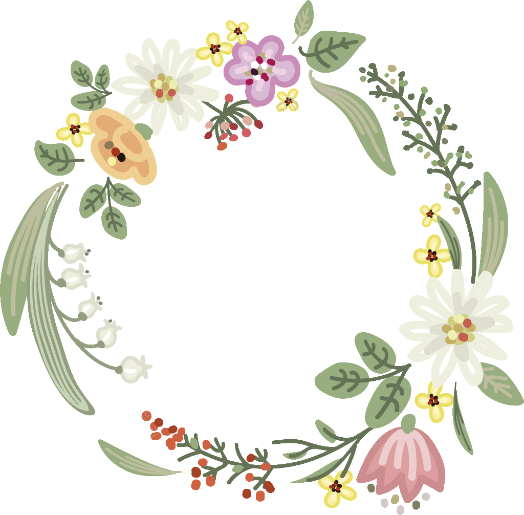 Elegant Floral Wreath Wallpaper: Colorful Graphic for Creative Projects
