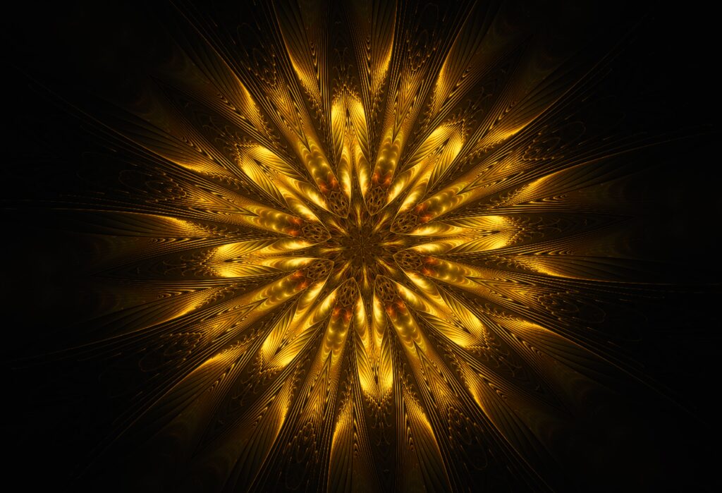 Elegant Fractal Wallpaper: Intricate Golden Patterns & High Resolution