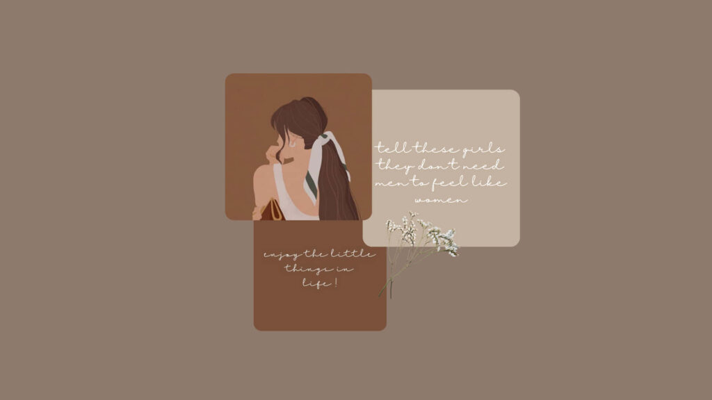 Elegant Wallpaper: Girl with Ribbon & Inspiring Quotes on Independence