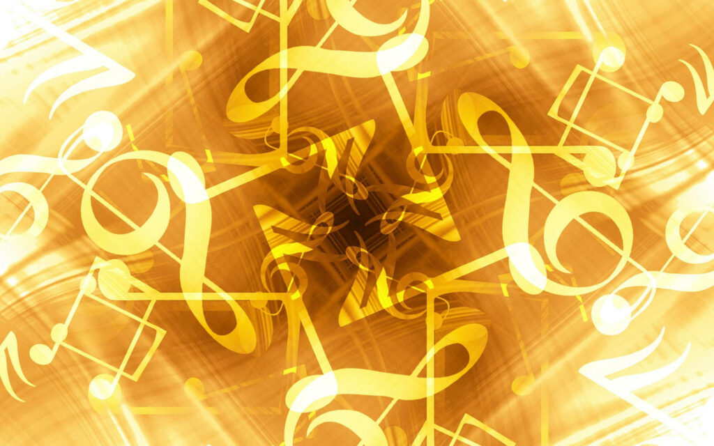 Elegant Gold Abstract Music Notes Wallpaper Background for Enthusiasts