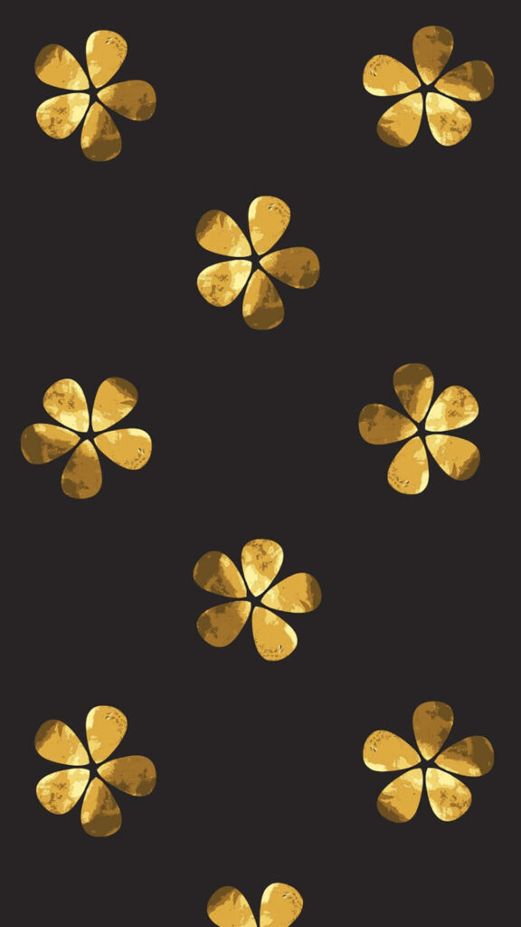 Elegant Gold Floral Patterns on Black Background - Stylish Wallpaper