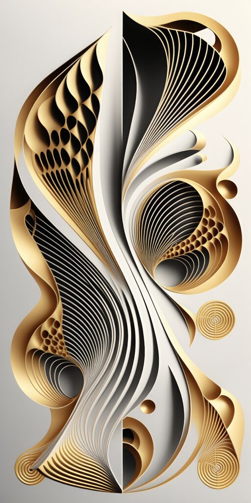 Elegant Gold & White Abstract Wallpaper with Intricate Relief Design