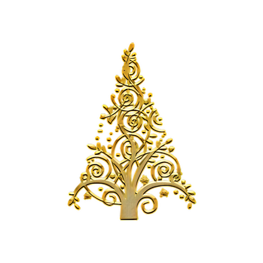 Elegant Golden Christmas Tree Wallpaper with Transparent Background