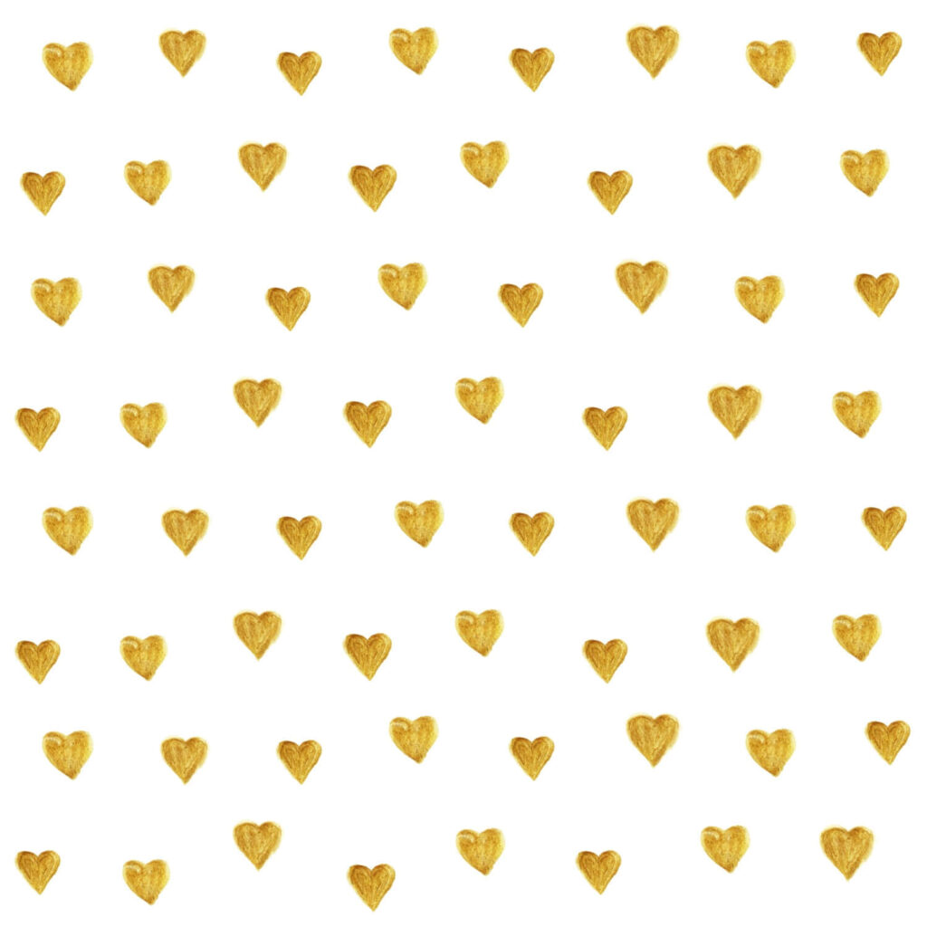 Elegant Gold Heart Wallpaper - Seamless White Background Design