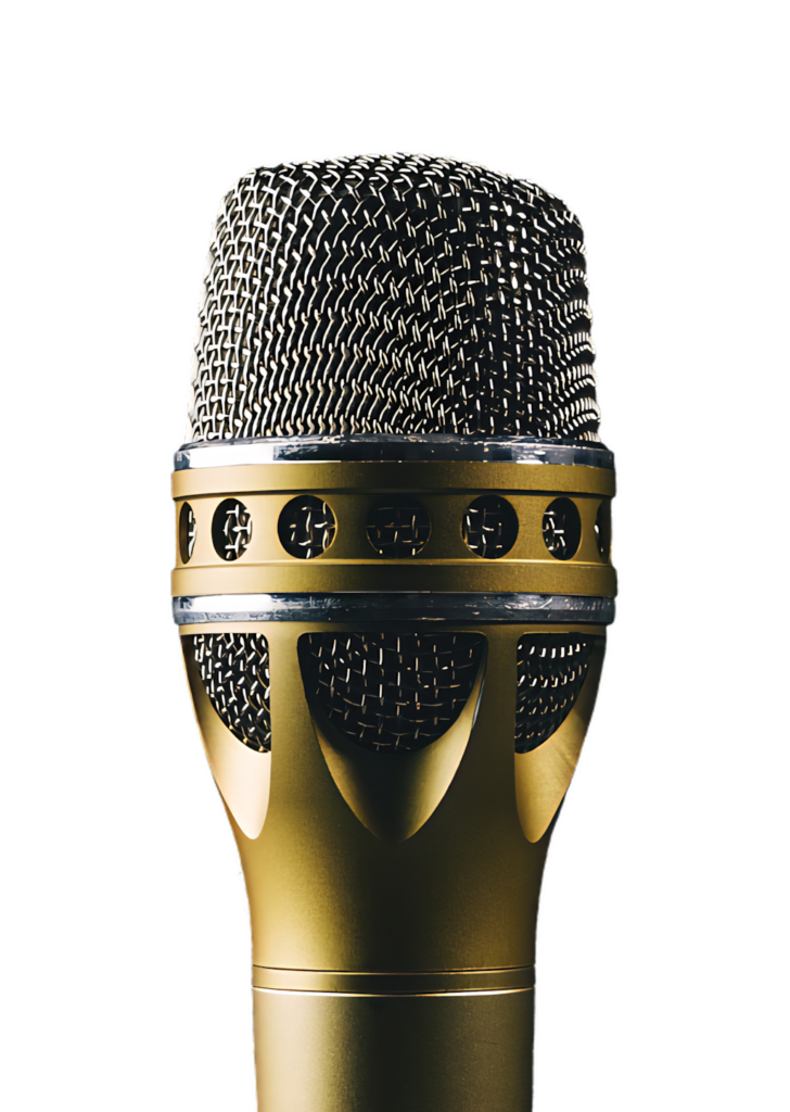 Elegant Gold Microphone PNG for Music & Audio Presentations Wallpaper
