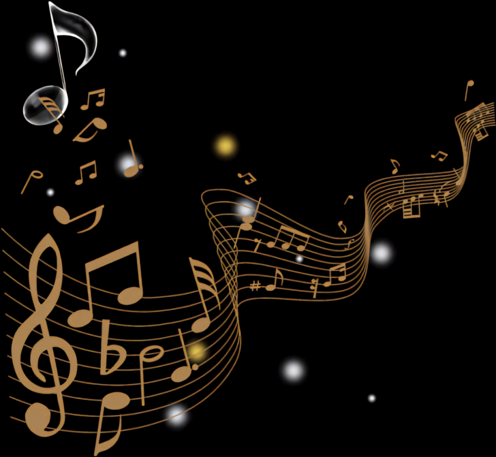 Elegant Golden Musical Notes & Treble Clef in Cosmic Space Wallpaper