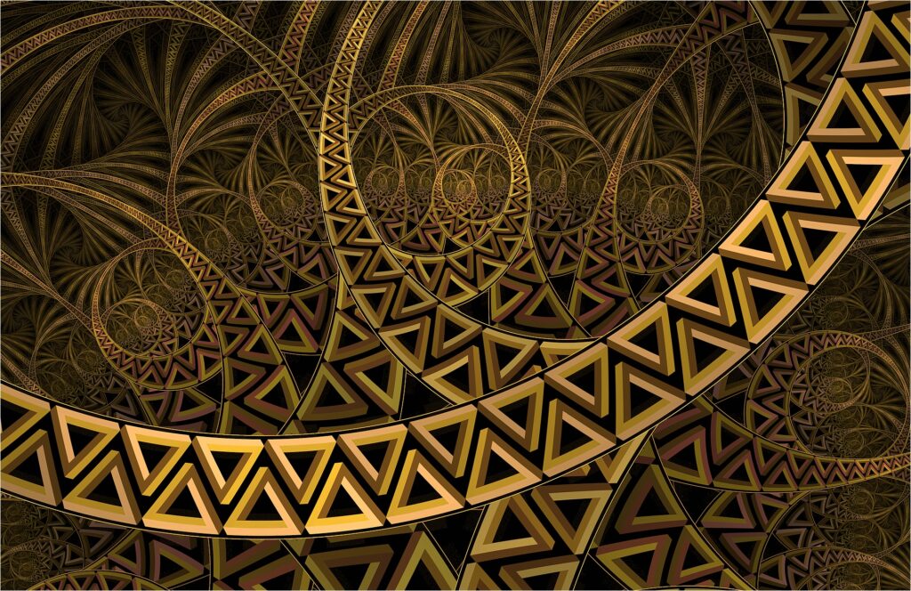 Elegant Gold Semi-Circle Wallpaper: Intricate Geometric Design