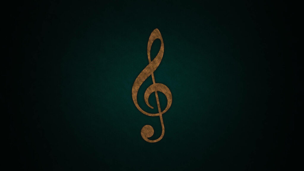 Elegant Gold Treble Clef Wallpaper on Dark Green for Music Lovers