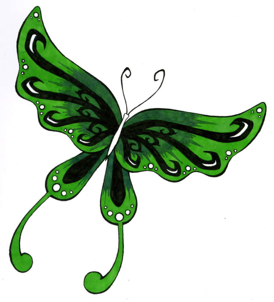 Elegant Green Butterfly Wallpaper on White Background | Stunning Design