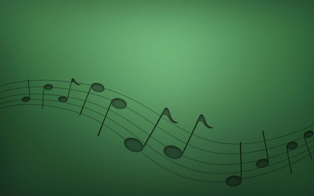 Serene Green Wallpaper with Elegant Musical Notes - Minimalist Design