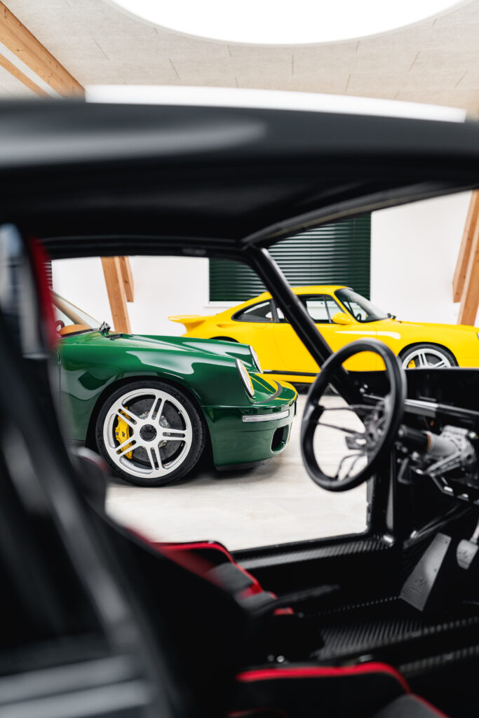 Luxurious Green Porsche Interior in Elegant Salon - Dynamic Contrast Wallpaper