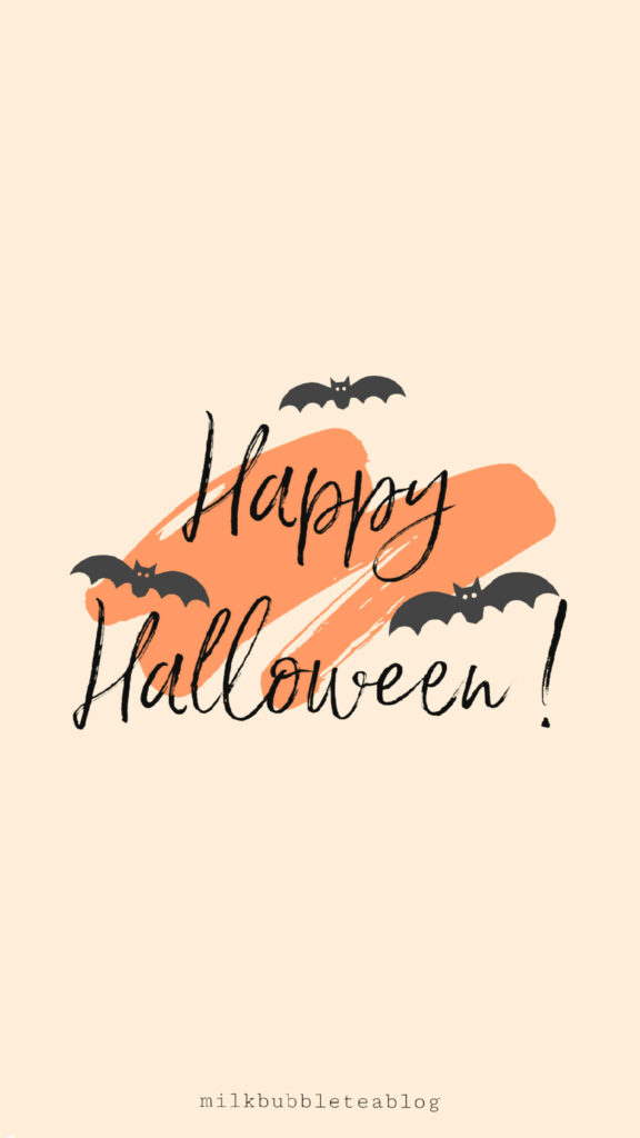 Enchanting Halloween Vibes: Minimalist & Aesthetic Iphone Wallpaper featuring Elegant Font, Pastel Tones, and Playful Flying Bats