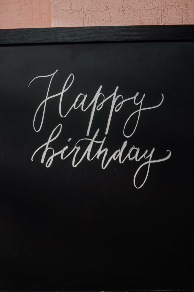 Chalkboard Happy Birthday Wallpaper: Elegant White Script Design