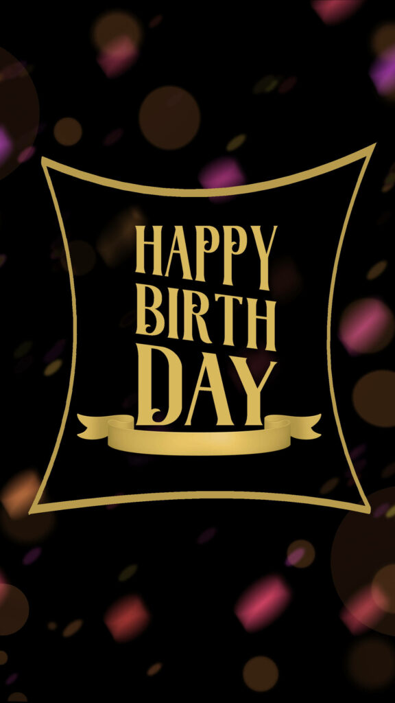Elegant Happy Birthday Wallpaper with Gold Text and Bokeh Lights