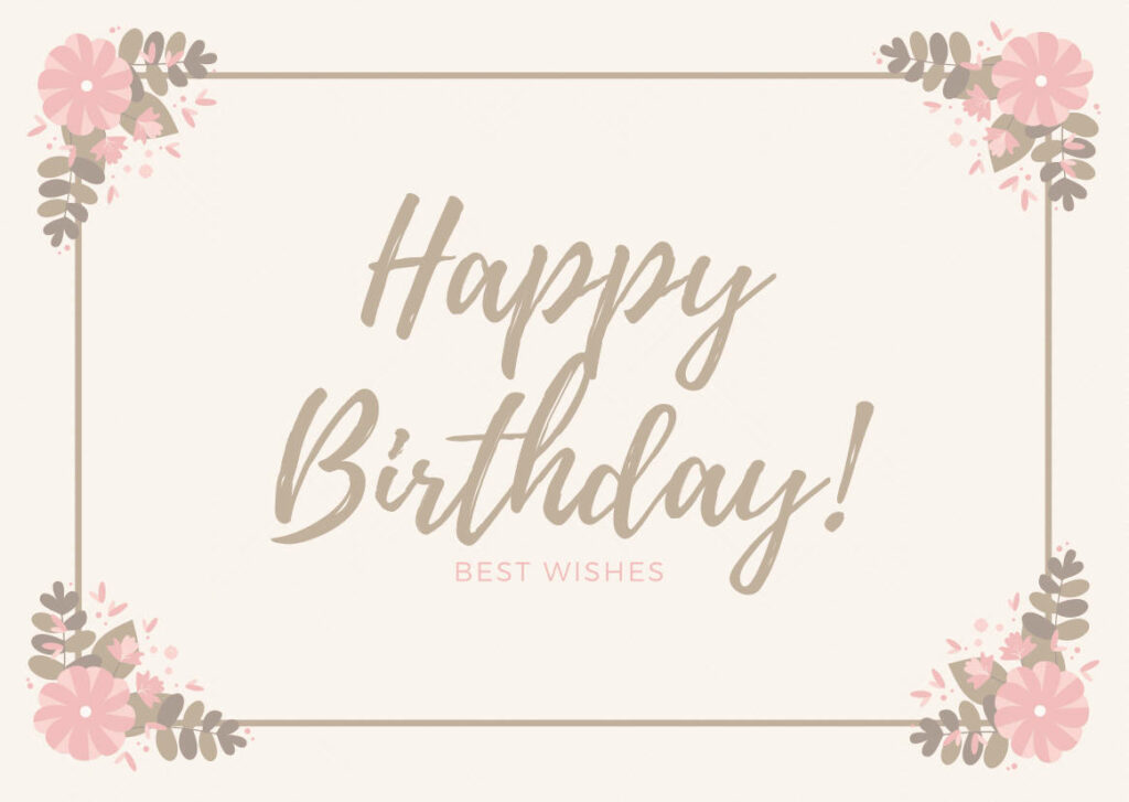 Elegant Happy Birthday Wallpaper with Delicate Pink Floral Accents