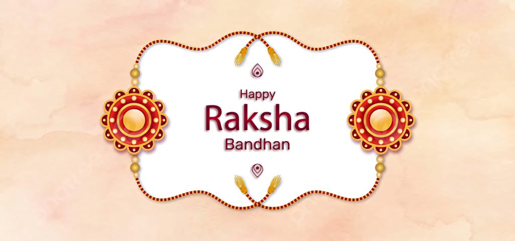 Happy Raksha Bandhan wallpaper with two ornate Rakhis on soft beige watercolor background