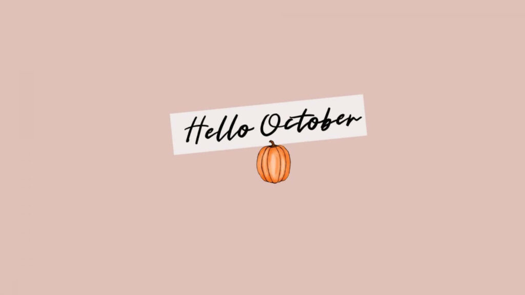 Cozy October Wallpaper: Hand-Drawn Pumpkin & Elegant Cursive