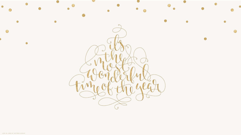 Elegant Holiday Wallpaper with Festive Gold Script & Dots