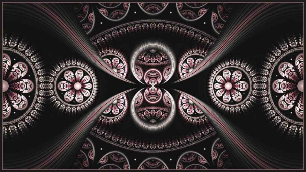 Elegant Lace-Like Wallpaper: Intricate Pink & White Design