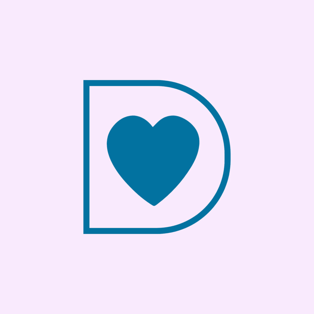 Elegant Lavender Wallpaper with Bold Blue Heart & Stylized D