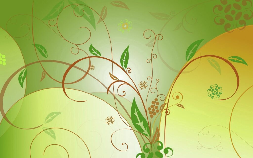 Elegant Leaf Vector Pattern Wallpaper - Green Gradient Background