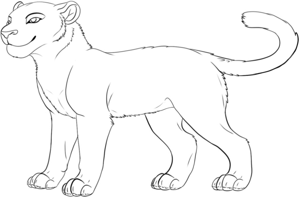 Elegant Lioness Line Art Wallpaper - Minimalist Design