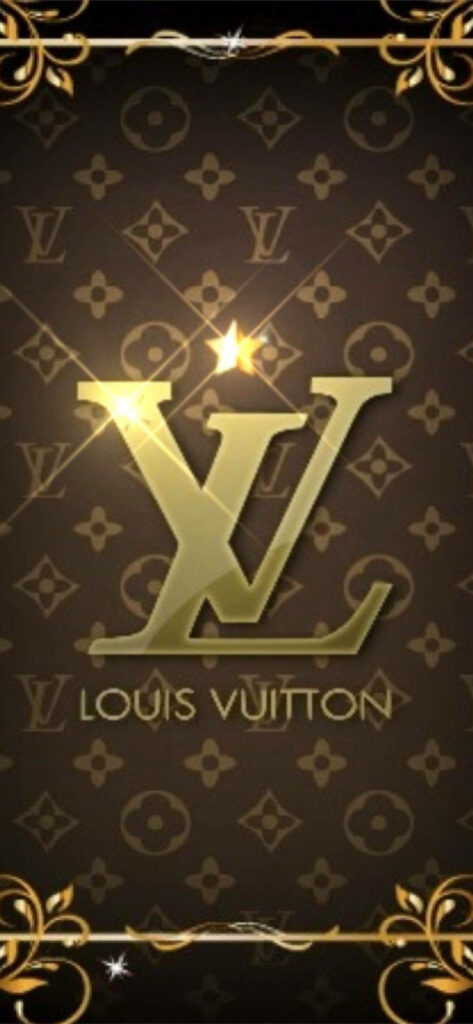 Elegant Louis Vuitton phone wallpaper with brown background gold accents and iconic LV monogram pattern