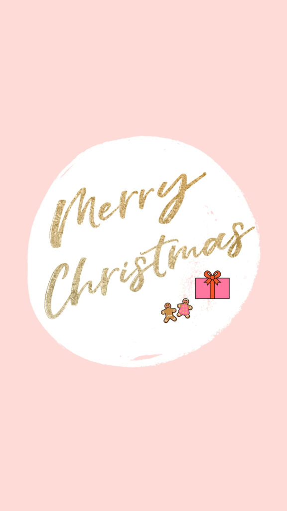 Elegant Pink Christmas Wallpaper with Gold Merry Christmas Design