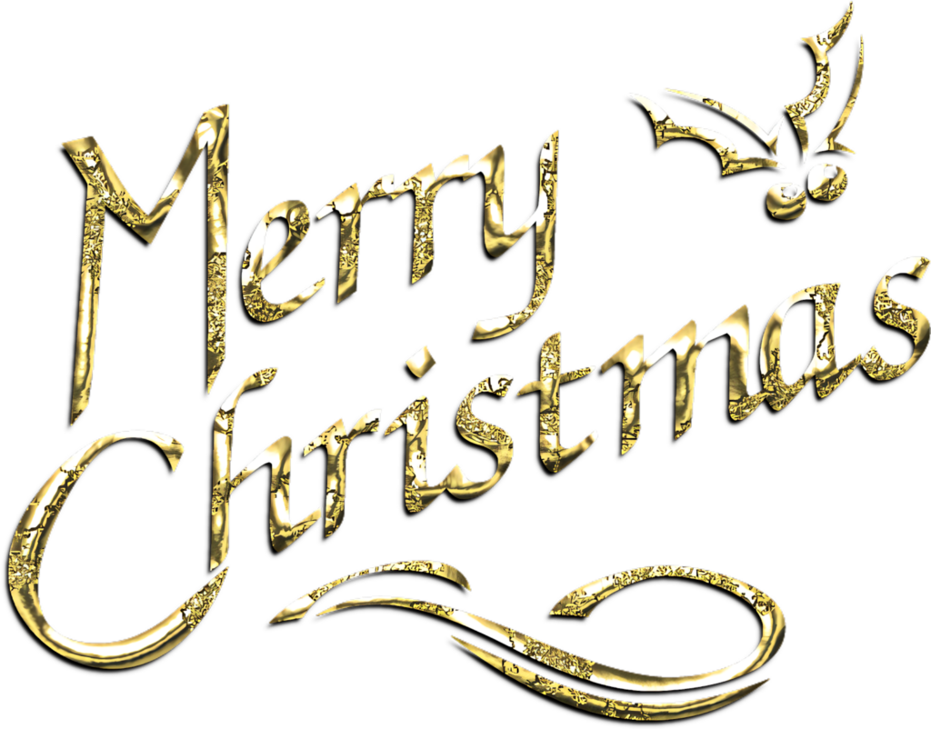 Elegant Golden Merry Christmas Wallpaper with Transparent Background
