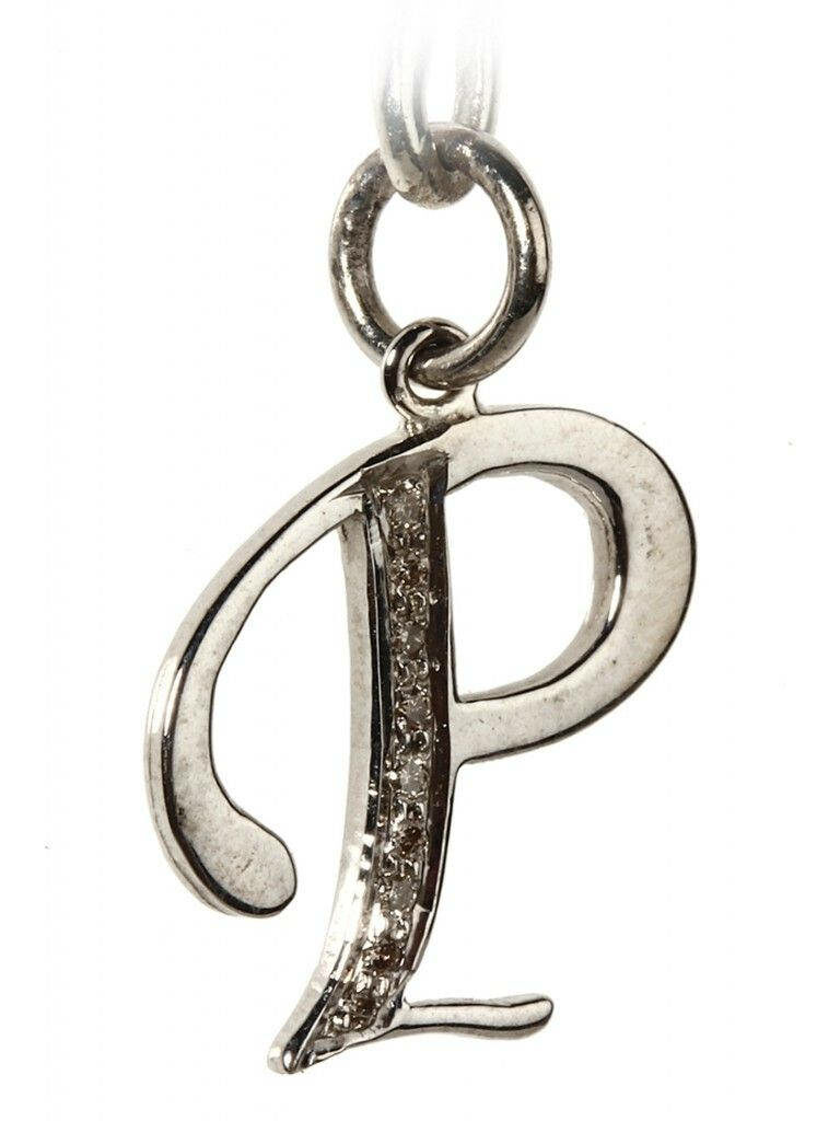 Elegant Metallic Keychain 'P' with Crystals - Stylish Wallpaper