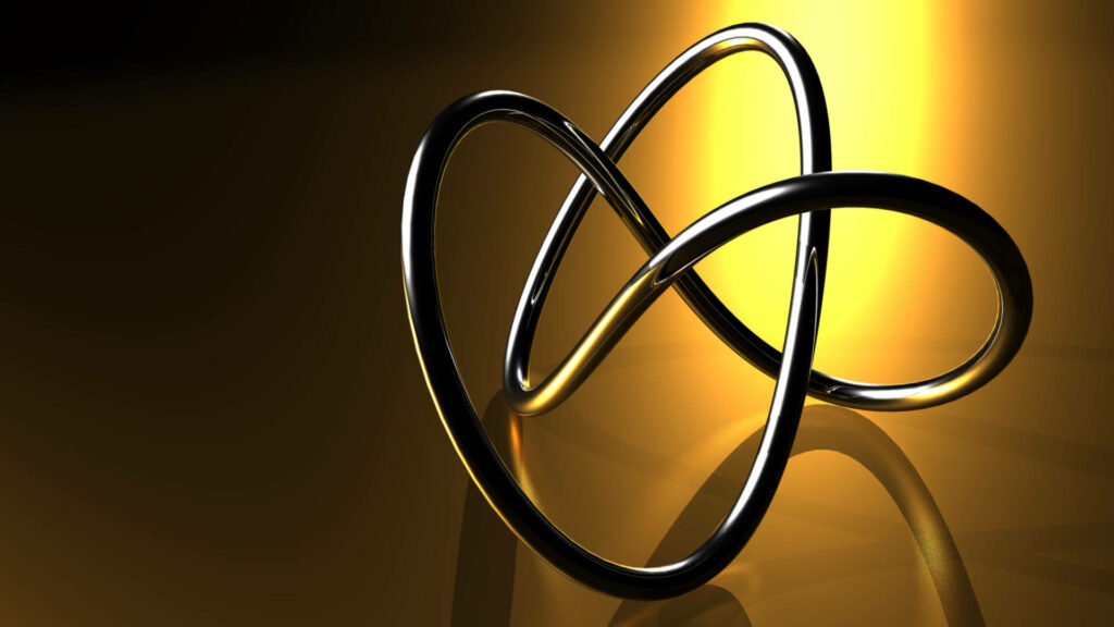 Elegant Metallic Knot Wallpaper with Vibrant Yellow Gradient Background