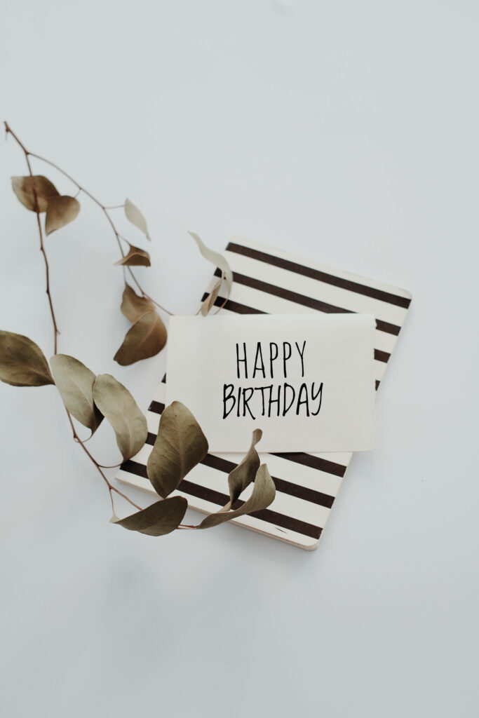 Elegant Minimalist Birthday Wallpaper with Black and White Stripes