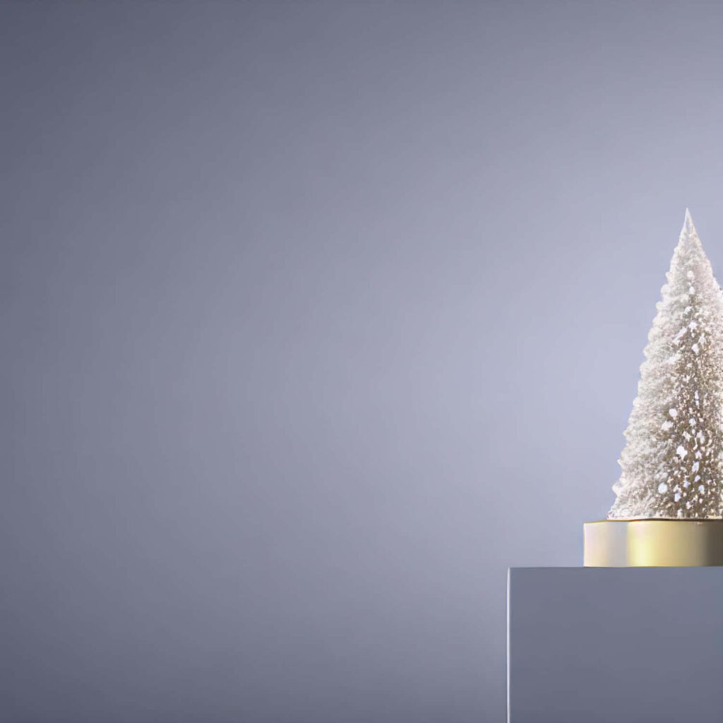 Elegant Minimalist Christmas Tree Wallpaper with Gold Accents