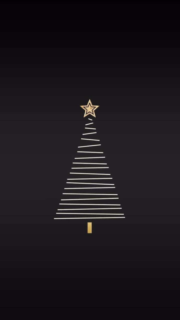 Minimalist Christmas Tree Wallpaper: Elegant Design on Dark Background